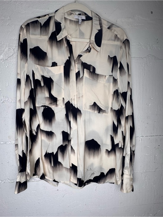 Reiss Tops - Reiss Casper Print Blouse glacier print ivory contemporary art US 10 UK 14 Avant